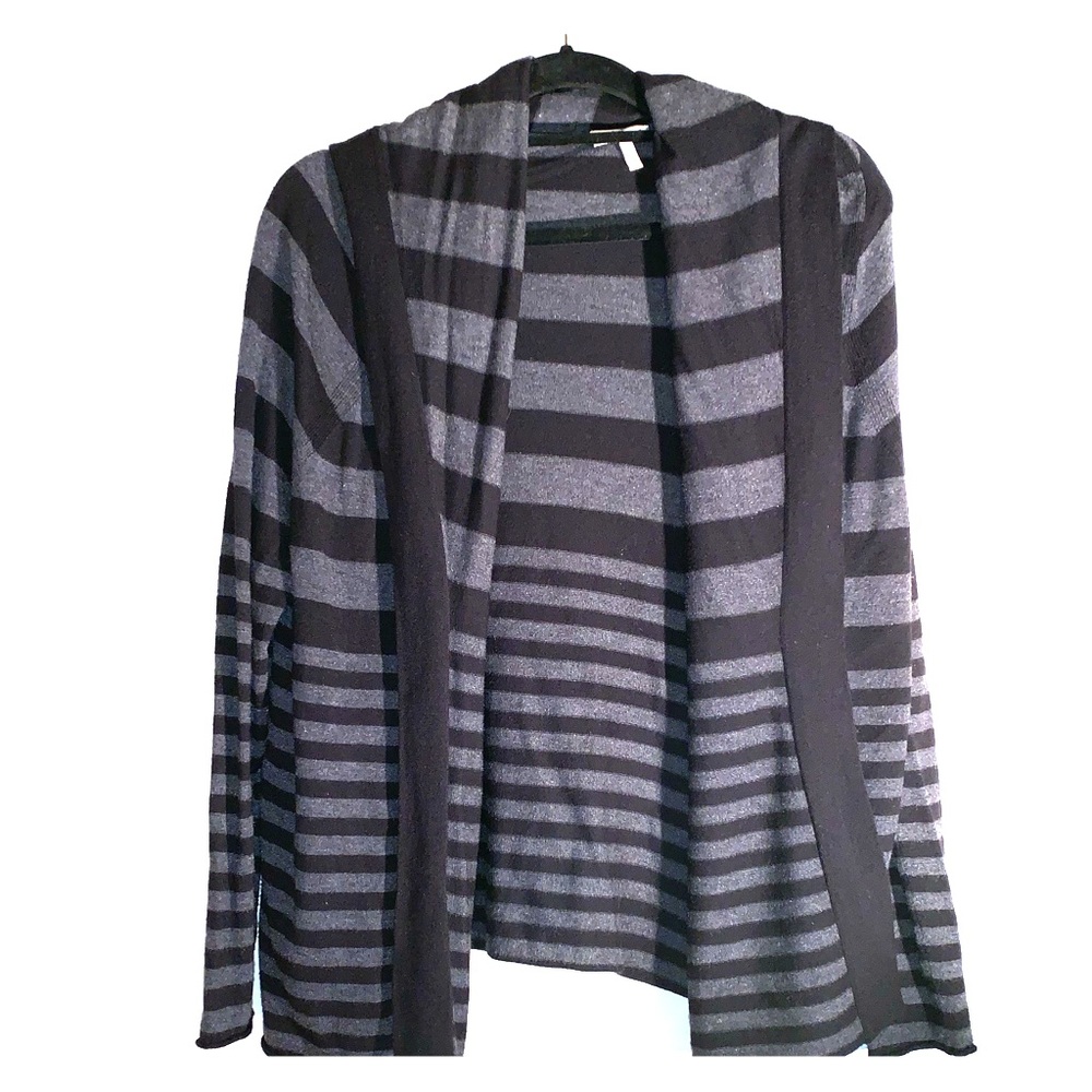 Black & Grey Striped Open Cardigan Joie